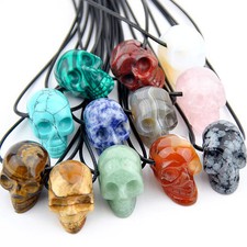 Beautiful Carved Skull Skeleton Statue Gemstone Specimens Pendant Necklace picture