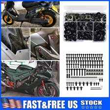 195pcs Motorcycle Complete Fairing Bolts Kit Bodywork Screws Nuts M5 M6 Black US picture