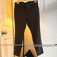 Banana Republic Sloan Petite 4P Black White Geometric Slim Skinny Pants Pockets picture