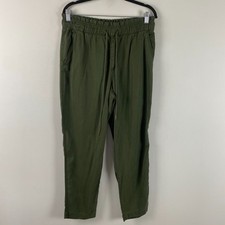 LOFT Emory Taper Ankle Pants Size M Pull On Paperbag Waist Green 581393 picture