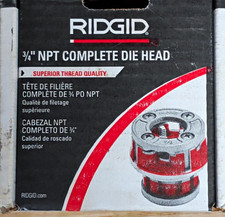 RIDGID 3/4 in NPT Right Hand Complete Die Head 00-R Alloy Dies Cat - 36895 picture
