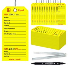 500 Pcs Yellow Repair Tags with Hole & Wire - Numbered Maintenance Service Ticke picture