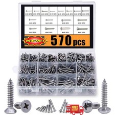Juego surtido de 570 tornillos autorroscantes: Kit de tornillos para chapa de ac picture