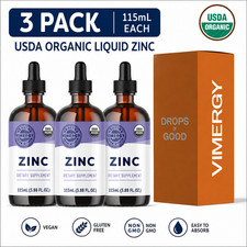 Vimergy USDA Organic Liquid Zinc Drops 115 mL 3 Pack Immune Support Vegan Non GM picture