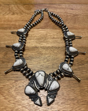 Relios Carolyn Pollack Sterling Silver White Howlite Squash Blossom Necklace picture