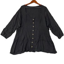 Torrid Women's 3X Black Button Front Peplum Blouse Rayon Spandex Top picture