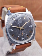 Vintage  ZIM Pobeda guilloche dial 2602 men wristwatch Soviet Mechanical Leather picture