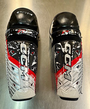 CCM JetSpeed Shin Guards 33cm 13in Adjustable Black Red White Pair picture