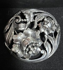 Vintage Dane craft Heavy Sterling Silver Brooch Flower.28.58 G picture