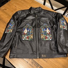 Watson Studios unisex Black Moto Leather Jacket Full Zip Size XL Retail $250 picture