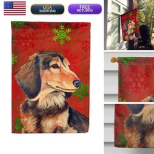 Caroline's Treasures LH9346CHF Dachshund Red Green Snowflakes Holiday Flag Large picture