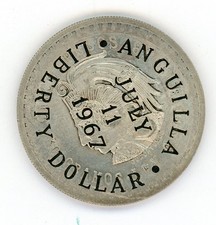 ANGUILLA LIBERTY DOLLAR JULY 11, 1967 ON MEXICO 5 PESOS AS SHOWN  LZZ   A48 picture
