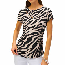 Joseph Ribkoff Women’s Black White Zebra Animal Print Top Size Small picture