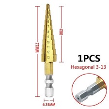 3pcs/Set Titanium Step Cone Drill Hole Cutter Bit HSS Large Set Tool With Pouch picture