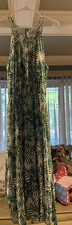 Loft Palm Flounce Halter Midi Dress - Size Large Petite - Green/White cruise picture