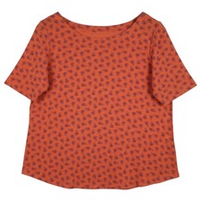 J Jill Shirt Womens MP Orange Pink Floral Pima Slub Elbow Sleeve Tee Boho Casual picture