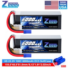 2x Zeee 6S LiPo Battery 6000mAh 22.2V 100C EC5 for RC Plane Drone Jet Car Truck picture