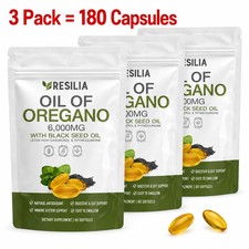 3 PACK Resilia Oil of Oregano 6000mg with Black Seed Oil Softgels picture