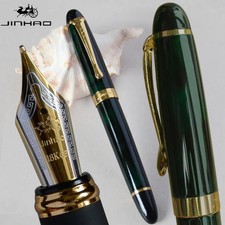 JINHAO X450 Fountain Pen 0.7mm Broad Nib Full Metal 18KGP Gold Trim 20 Colors picture