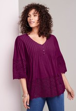Roaman's Women's Plus Size Lace-Hem Pintuck Tunic picture