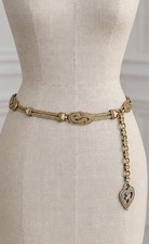 Brighton Vintage 90s Bali Hai Gold Tone Chain Belt Paisley Scroll Large Rare picture