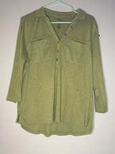 Sonoma women's green sleeve split neck top picture