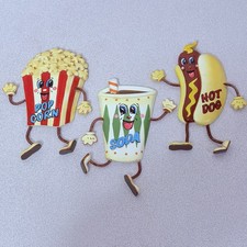 Vtg Sandy Russell Spirit Mountain Popcorn Soda Hot Dog Wall  Set of 3 Movie Room picture