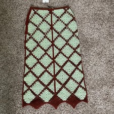 ZARA Light Green Crochet Midi Skirt Medium Side Zip Sheer Sustainable NWT Summer picture