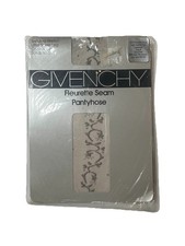 Vtg 1986 Givenchy Fleurette Seam Pantyhose Sz B Silver Fox NOS Floral Seam  picture