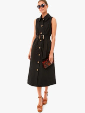 Tuckernuck Black Sleeveless Chamberlin Dress Size M Midi Belted Button Medium picture