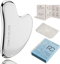 Rena Chris Gua Sha Facial Tools, Stainless Steel Guasha Tool - Silver picture