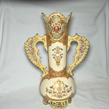 Antique Zsolnay Pécs Reticulated Vase C.1885 Persian Iznik Style Form 2142 12