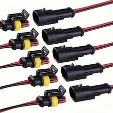 10X 2Pin Car Waterproof Electrical Wire Cable Connector Male Female Way Plug Kit picture