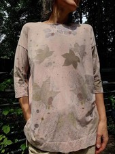 Upcycled Botanical Eco Print Tunic Top S | M soft cotton boho pink handmade picture