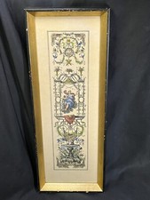 OLD ORIGINAL HAND COLORED ROYAL WOMAN FOUNTIAN & BIRDS ENGRAVING ESOTERIC picture