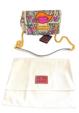 Etro Bag Crossbody Clutch Purse White Colorful Print Leather NWT picture
