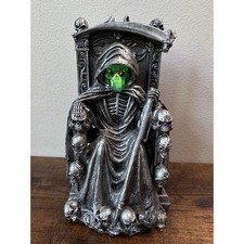 Ebros Grim Reaper Statue On Throne LED Light Up Skull Figurine Gothic Halloween picture