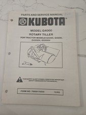 Kubota Model G4000 Tiller Parts And Service Book picture
