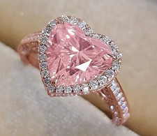 Certified 8.60 Ct Heart Shape Natural Pink Diamond Ring VVS1 Rose Gold Finish picture