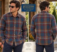 Vintage Pendleton 100% Virgin Wool Plaid Shirt Made USA Portland Oregon 24” LPit picture