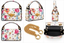 New Vera Pelle Genuine Italian Leather Bee Clasp Floral Crossbody Bag Made Italy picture