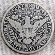 1914 S Barber Half Dollar VG+ : Very Good, Low Mintage (992K) - .9 Fine Silver picture