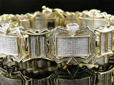 12CT Round Simulated Diamond Men's Tennis Bracelet 14K Two-Tone Gold Plated picture