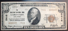 1929 TEN DOLLAR TYPE 2 CHARTER 5416 CARLSTADT N.J. BANK NOTE $10.00 BILL picture
