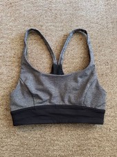 Lululemon Sports Bra Size 2 Heathered Black Grey Mesh Cross Back picture