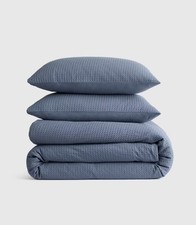 NEW Quince Organic Luxe Honeycomb Duvet Cover Set - Mineral - King picture