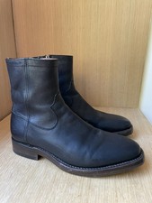 Vintage Frye Black Leather Campus Inside Zip Boots Round Toe Men's Size 7 D $400 picture