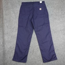 Carhartt Pants Mens 36x32 Blue Canvas Carpenter Workwear Dungaree Relaxed 383-20 picture