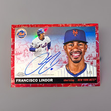 Topps 2025 Chrome Platinum Anniversary Francisco Lindor Auto CPA-FLI 1/5 Mets picture
