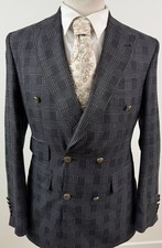 Dapper 7 Bespoke Black Double Breast Super 200’s Wool Suit 38 R Pants 33 X 31 picture